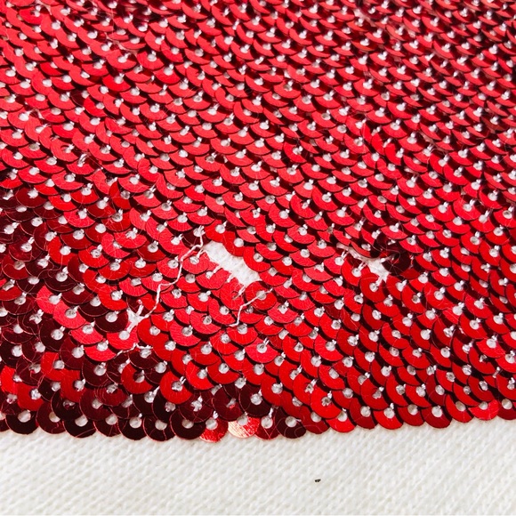Wildfox White Label Angora Cream Sweatern Sequin Red Heart Valentine Love, Large - Picture 5 of 13